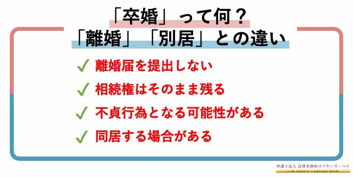 「卒婚」は「離婚」や「別居」と何が違う？卒婚の意味やメリット・デメリットを解説